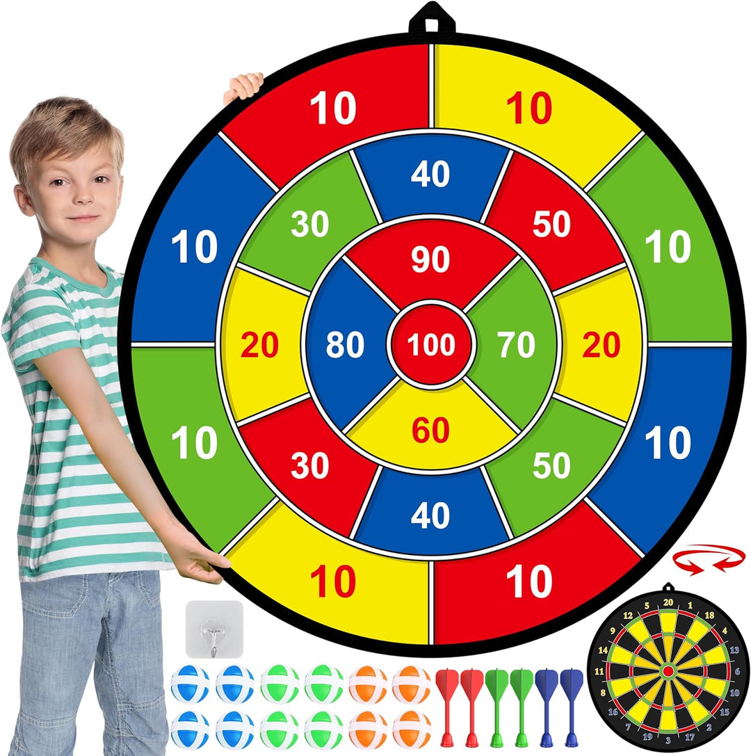 Kinder Doppelseitiges Dartboard mit Lernspiel für Drinnen & Draußen. Fördert Motorik & Hand-Augen-Koordination.