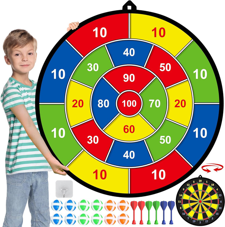 Kinder Doppelseitiges Dartboard mit Lernspiel für Drinnen & Draußen. Fördert Motorik & Hand-Augen-Koordination.