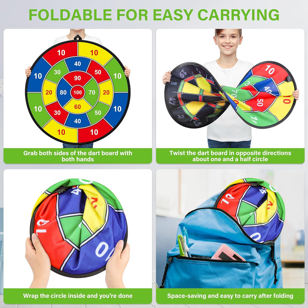 Sicheres Familienspiel: Doppelseitiges Dartboard für Kinder, perfekt für drinnen & draußen. Fördert Spaß.