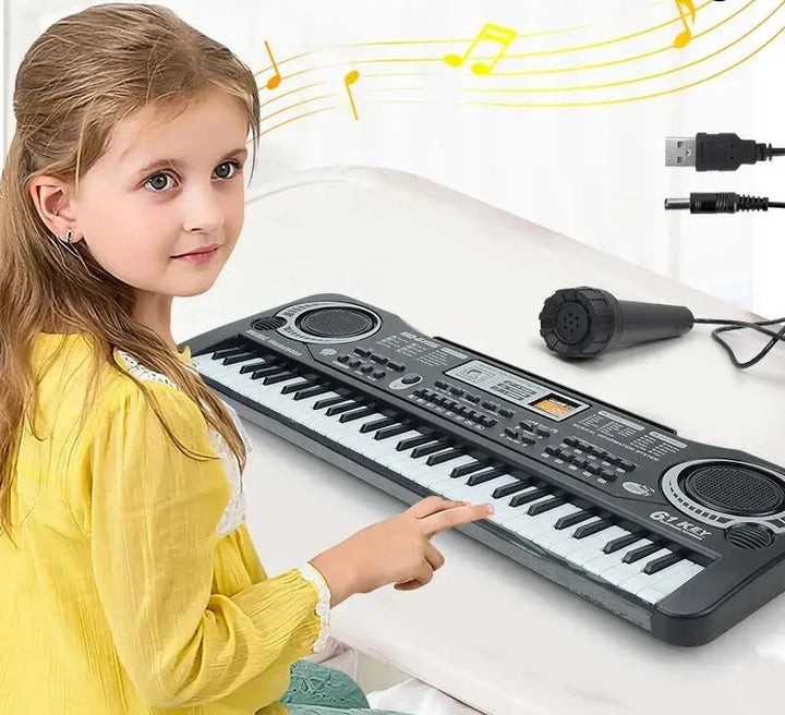 Kinder E-Piano mit 61 Tasten & Mikrofon für musikalische Früherziehung, ideales Lernspielzeug & Geschenk.