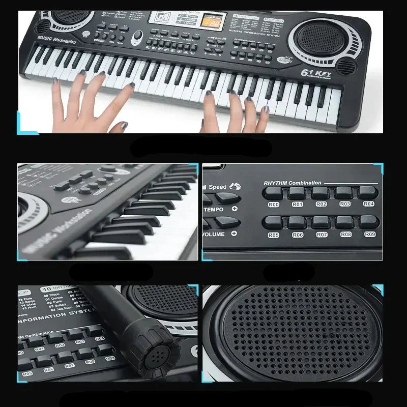 Farbenfrohes Kinder Keyboard mit 61 Tasten & Mikrofon, tolles Musikspielzeug, fördert Kreativität & Musikalität.