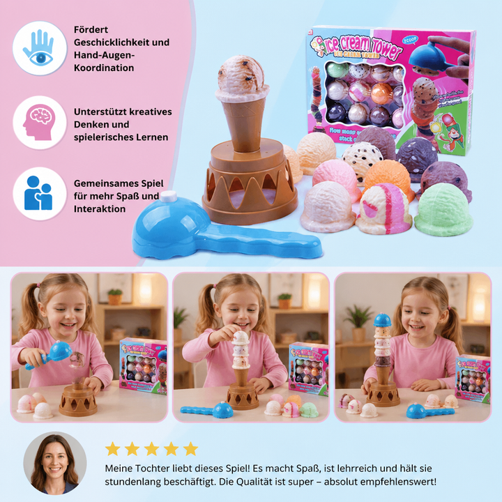 Lernspielzeug Eiscreme Stapelspiel als tolles Geschenk, fördert Familienspiel, Geschicklichkeit & Kreativität.