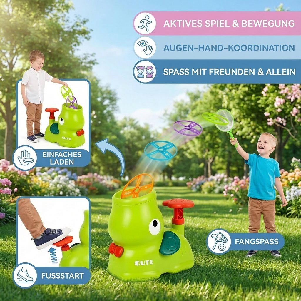Leichter Kinder-Kescher mit Griff, perfekt zum Fangen von Bällen oder Frisbees, fördert die Motorik der Hände.