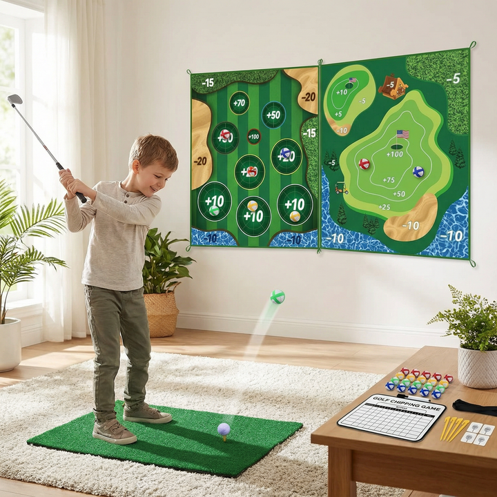 Kinder Golf Übungsset für drinnen & draußen: Fördert Koordination & Motorik mit diesem tollen Sportspielzeug.