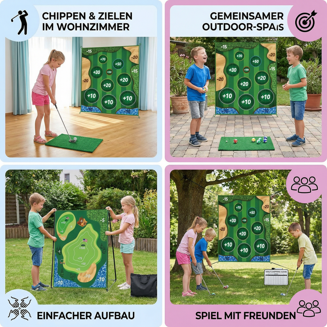 Spielerisches Kinder Golfset für Indoor & Outdoor. Komplettes Trainingsset für angehende Golfer. Sportspielzeug.