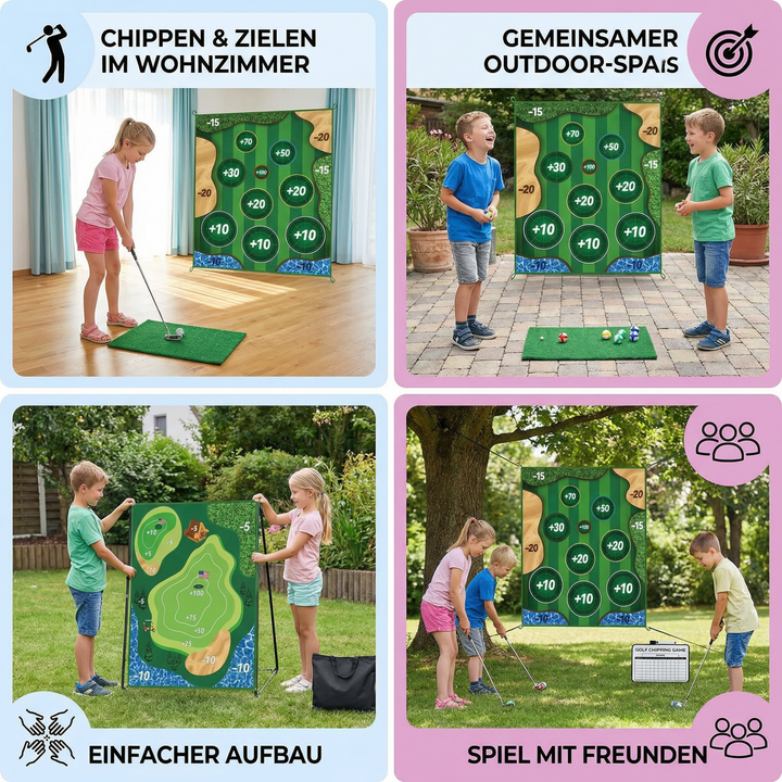 Spielerisches Kinder Golfset für Indoor & Outdoor. Komplettes Trainingsset für angehende Golfer. Sportspielzeug.