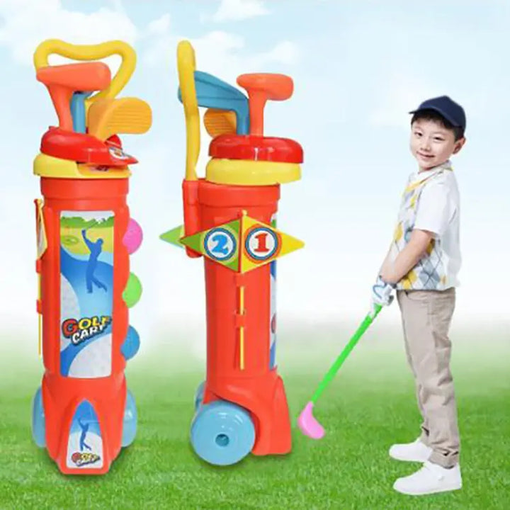 Komplettes Kinder Golfset mit Schlägern & Bällen; ideales Outdoor & Indoor Motorikspielzeug für aktives Lernen.