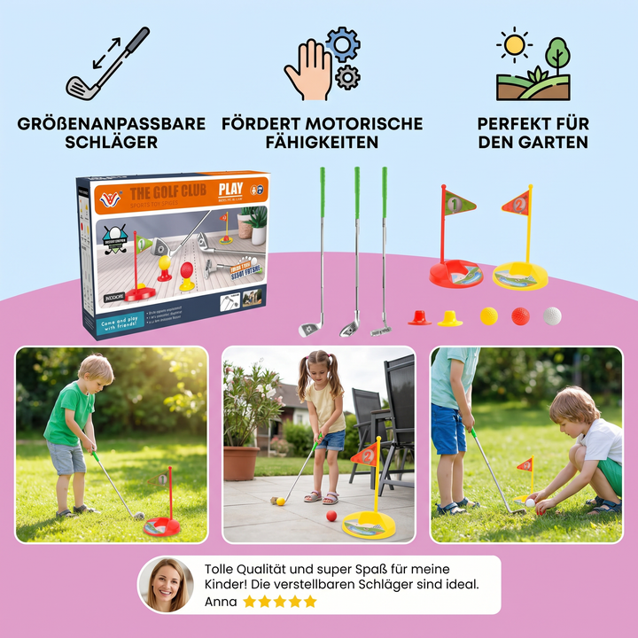 Aktives Kinder Golfspiel-Set, perfektes Outdoor-Spielzeug für den Sommer und Familienspaß.