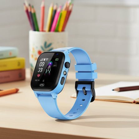 Kinder GPS Smartwatch mit Videoanruf, Echtzeit-Tracking & SOS-Funktion für Sicherheit.