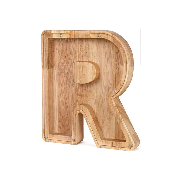 Einzigartige Sparbox aus Holz, personalisierbar und dekorativ fürs Kinderzimmer.