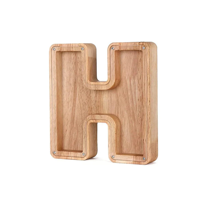 Dekorative Holzbuchstabe Sparbox, fördert Geldsparen und ist ein Hingucker.