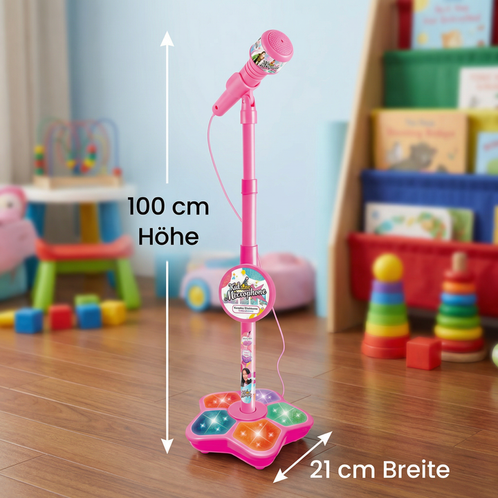 Pädagogisches Kinder Karaoke-Set: Mikrofon & Ständer, entwickelt Rhythmusgefühl und Sprachfähigkeiten spielerisch.