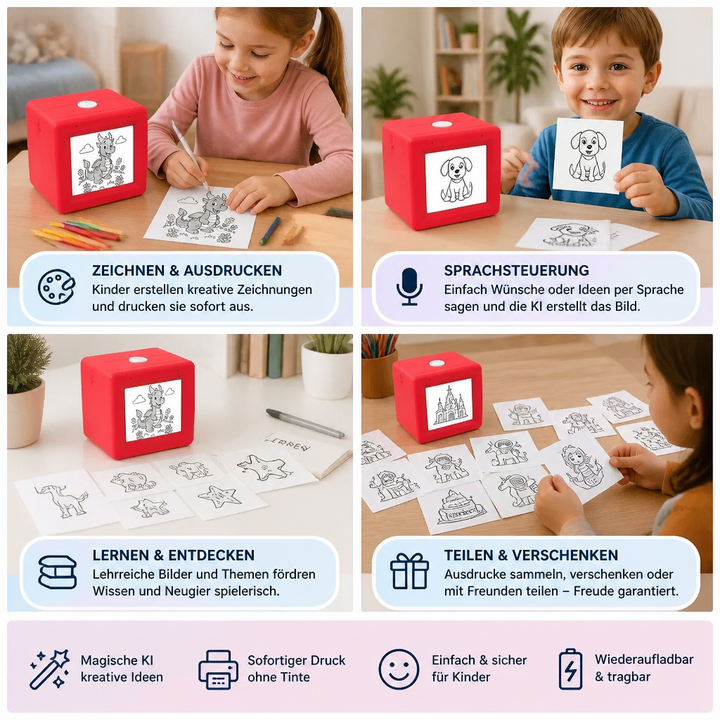 Pädagogisches Technikspielzeug: Kinder KI-Druckbox mit Sprachsteuerung für Bildung & Kreativität.