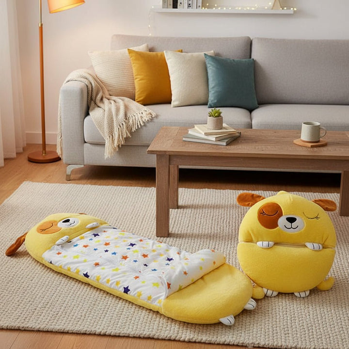 Kinder Kuscheltier-Schlafsack 2-in-1 in Tierdesign. Perfekt zum Spielen & Schlafen, ideal für Zuhause & unterwegs.