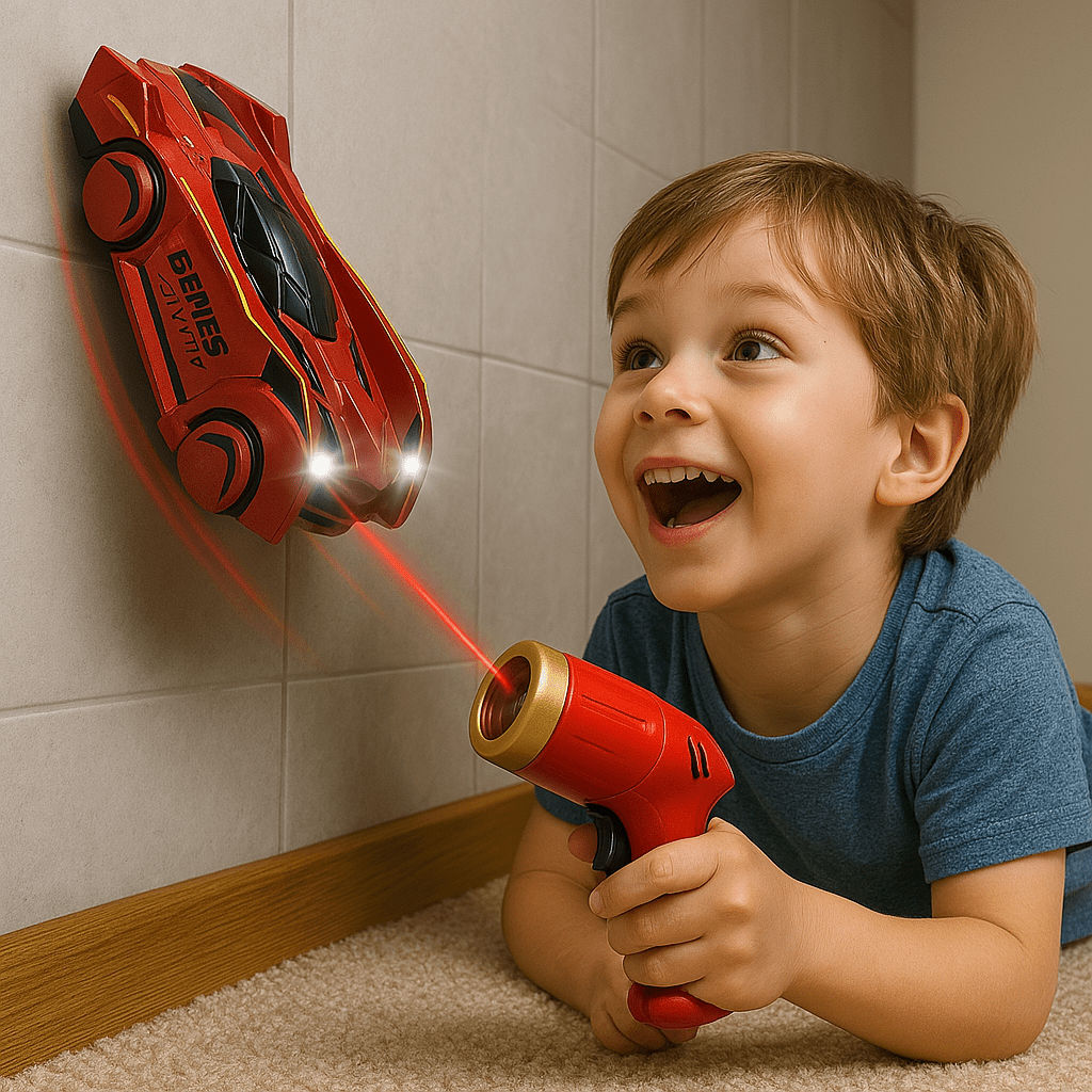 Kinder Laser-RC-Auto, wandkletternd, mit Lasersteuerung für interaktiven Spielspaß an Wand & Decke.