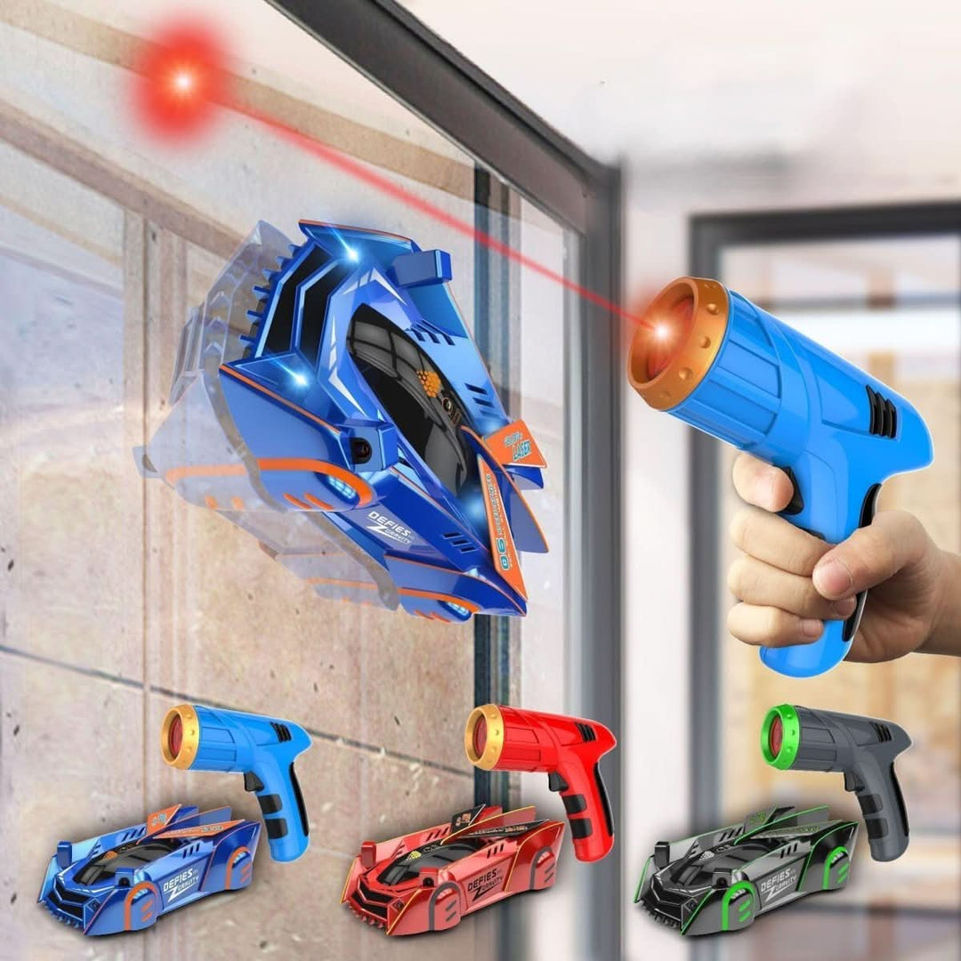 Cooles Laser-Fernlenkauto für Kinder, das an Wänden und Decken fährt. Wiederaufladbares Indoor-Stunt-Fahrzeug.