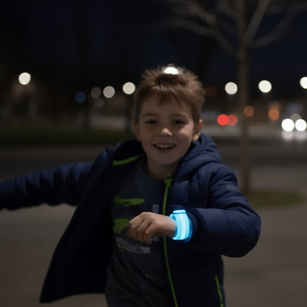 Helles LED-Sicherheitslicht für Kindersicherheit am Fahrrad & Schulranzen. Verbessert Sichtbarkeit im Dunkeln.