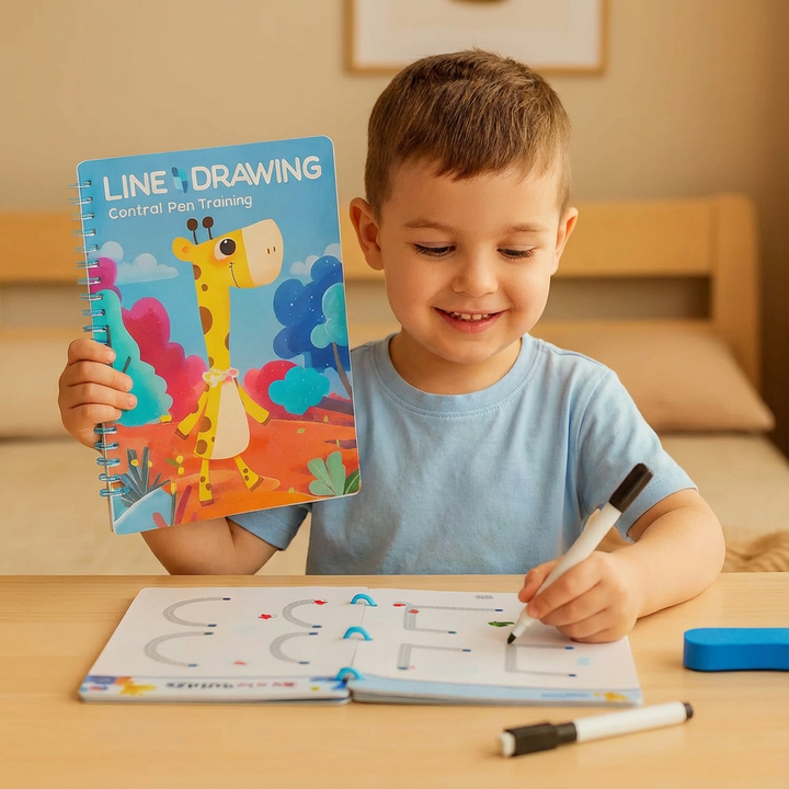 Vorderseite des Lernbuchs zur Stiftkontrolle: Hilft Kindern beim Schreibenlernen und der Feinmotorik-Entwicklung.