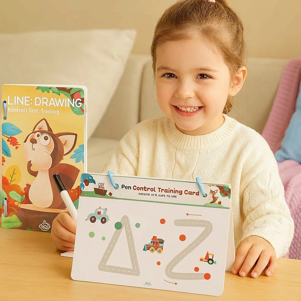 Bildung für Vorschüler: Motorik-Lernbuch zur Stiftkontrolle, fördert das Schreiben und die Hand-Auge-Koordination.