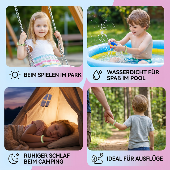 Kinder Insektenschutz Armband, wasserfest, mit Tierdesign. Unverzichtbar für Reisen & Outdoor-Abenteuer.