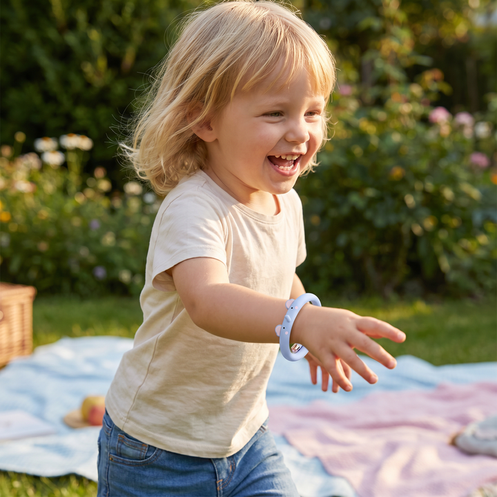 Effektives Kinder Mückenschutz Armband, wasserfest & ungiftig. Kinderschutz für sorglose Sommerstunden.