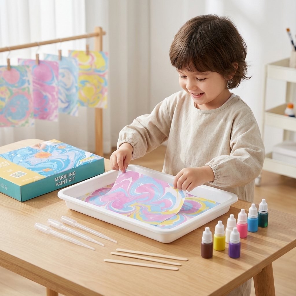 Kinder Marmor-Wasserfarben-Malset: kreatives Bastelset für einzigartige DIY-Kunstwerke und Lernspaß.