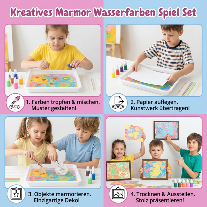 DIY Marmor-Wasserfarben-Malset für Kinder, um einzigartige kreative Kunstwerke zu gestalten; Geschenkidee.