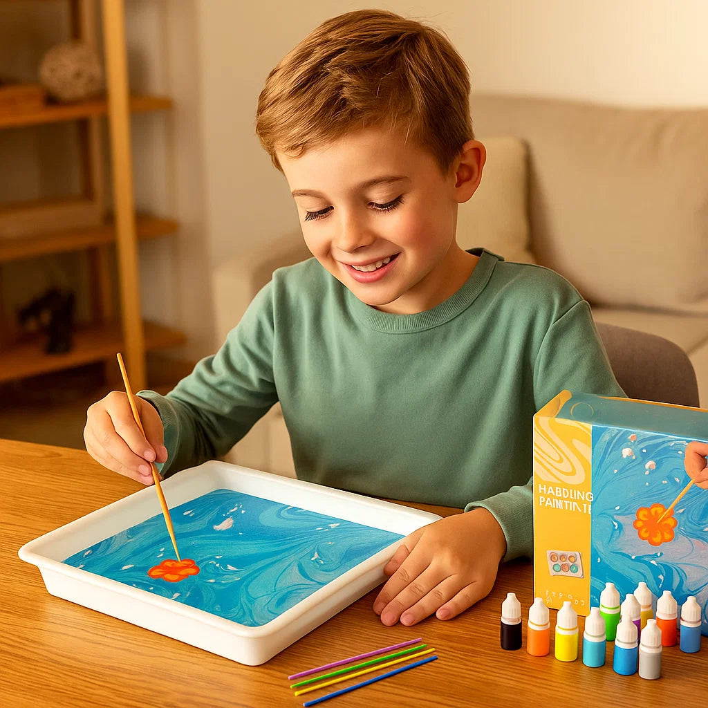 Komplettes Malset für Kinder: kreatives Marmor-Wasserfarben-Bastelset für unvergessliche Kunstmomente.