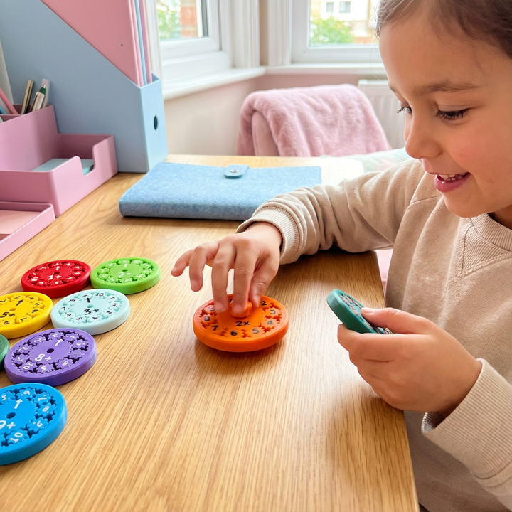 Mathematik Fidget Spinner als Lernhilfe zur Förderung der Konzentration und des Rechnens bei Kindern.