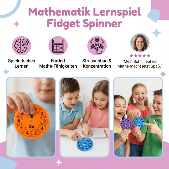 Buntes Mathematik Fidget Spinner Lernspielzeug für Kinder, unterstützt spielerisches Rechnen & Konzentration.