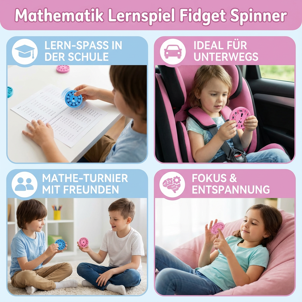 Interaktives Lernspielzeug: Mathematik Fidget Spinner für Kinder, fördert Rechnen und Konzentration.