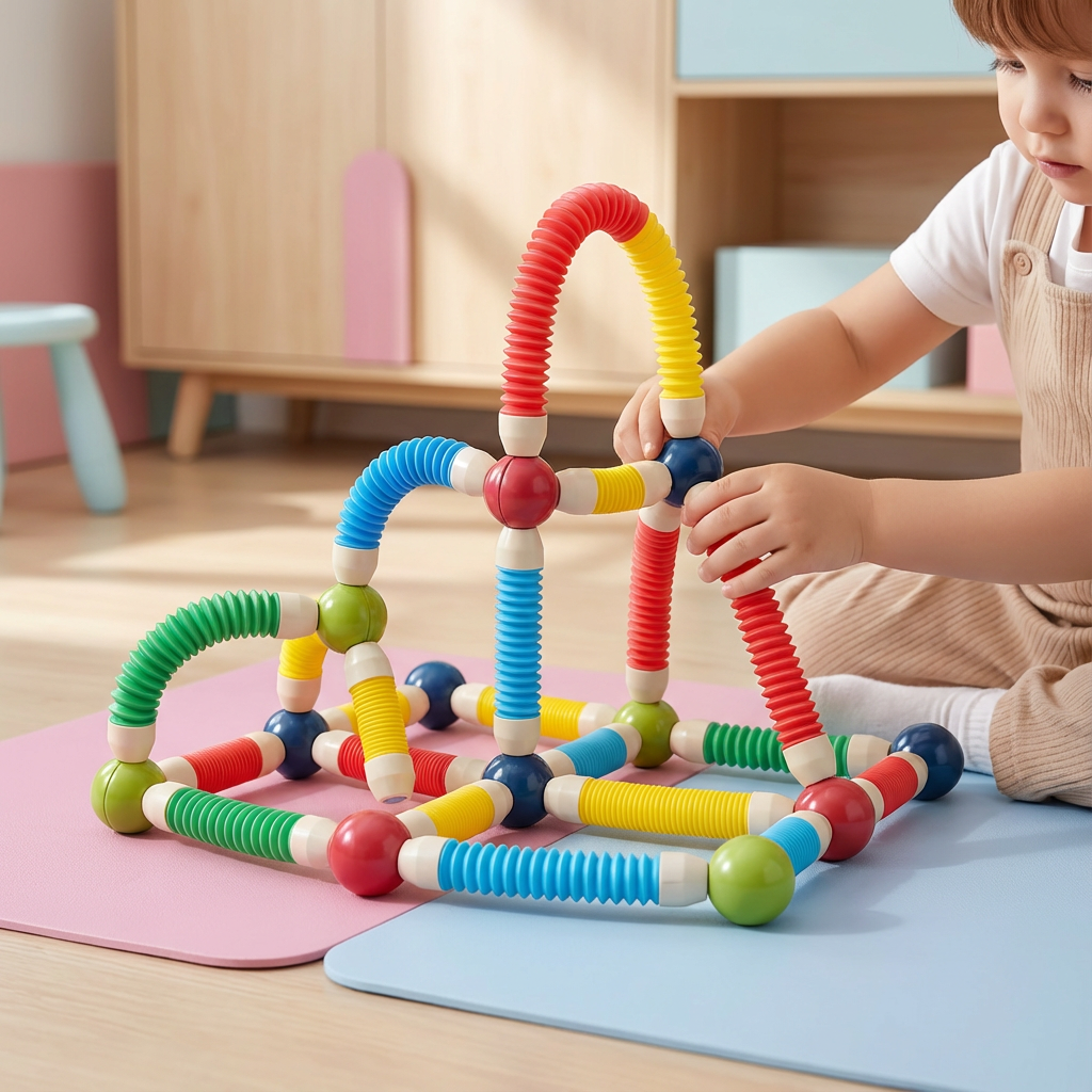 Magnetische Bausteine als Lernspielzeug für Kinder. Fördern Formenverständnis, Kreativität & Motorik.