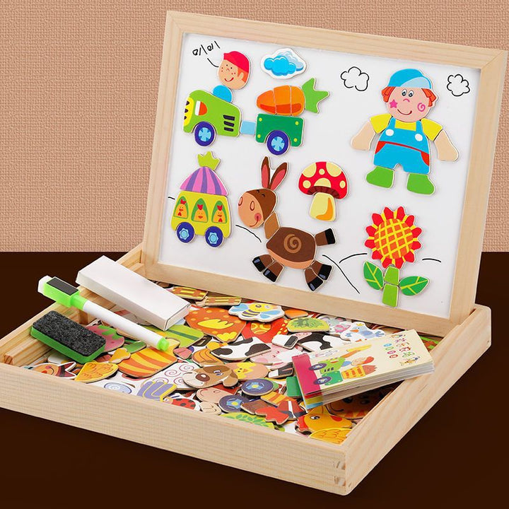 Montessori Holz Zeichentafel, 2-in-1 Magnet- & Kreidetafel. Kinderspielzeug fördert Kreativität, Feinmotorik & Lernen.