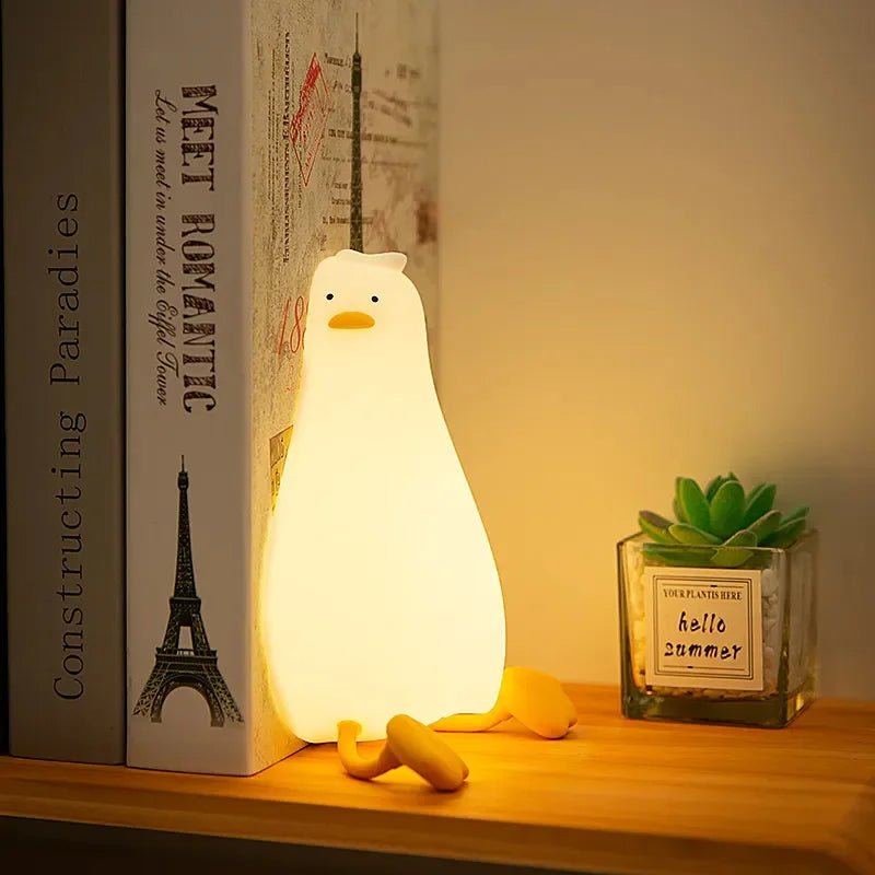 Niedliches Gans Kinder Nachtlicht aus Silikon, wiederaufladbar, sanftes Licht für ruhigen Schlaf.