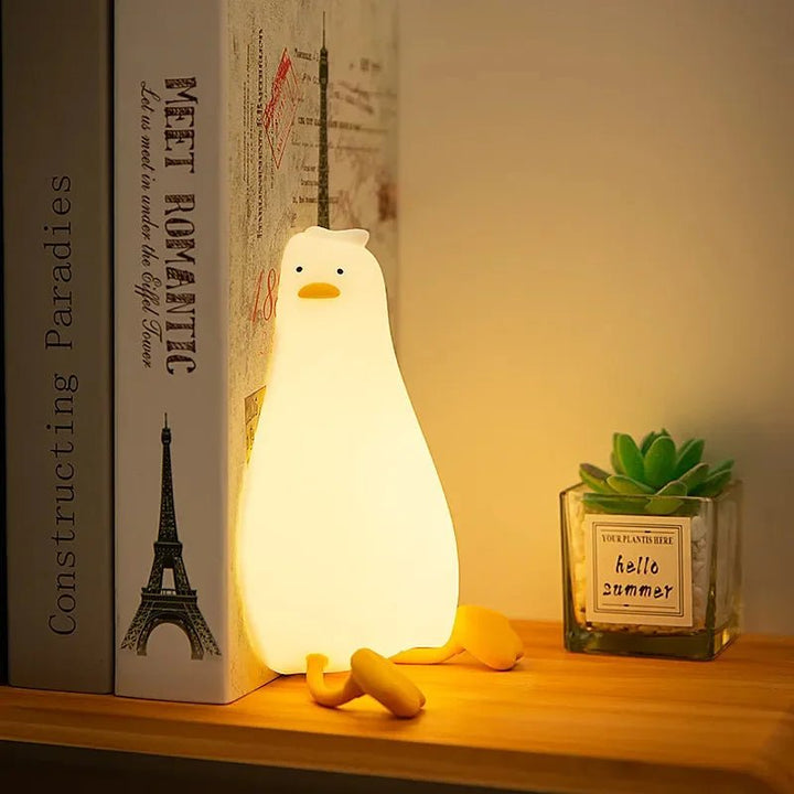 Niedliches Gans Kinder Nachtlicht aus Silikon, wiederaufladbar, sanftes Licht für ruhigen Schlaf.