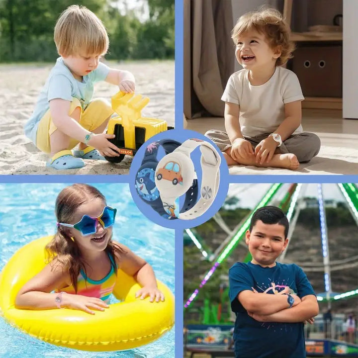 Kinder-Ortungsarmband aus Silikon, farbenfroh, für Sicherheit kleiner Abenteurer beim Spielen.