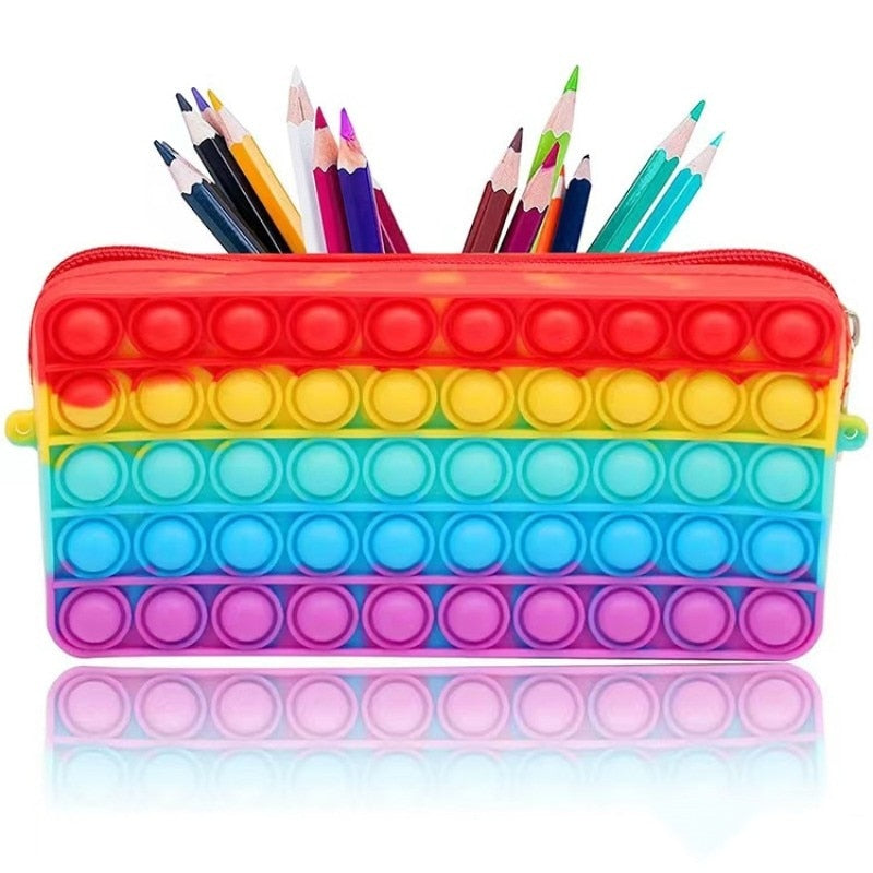 Kinder Pop It Federmäppchen aus Silikon für Jungen & Mädchen, ideal für Stressabbau in der Schule.