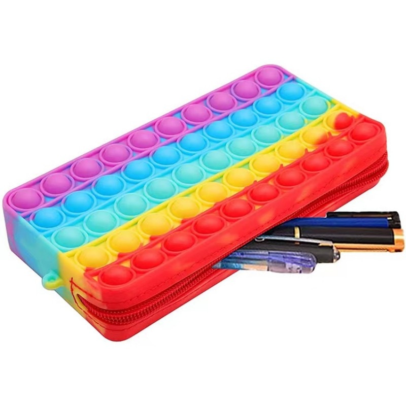 Lernförderndes Pop It Federmäppchen für Kinder, Schulzubehör aus Silikon für Jungen und Mädchen.