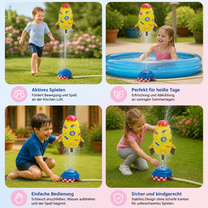 Der Raketen Wassersprinkler bringt sommerlichen Spielspaß & Abkühlung in jeden Garten für Kinder.