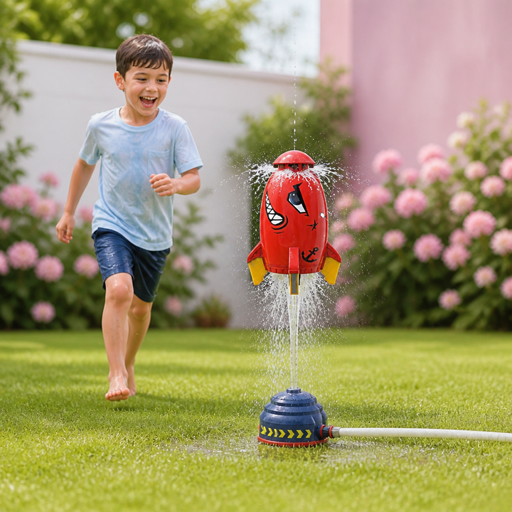 Lernspielzeug für den Garten: Raketen Wassersprinkler fördert Kreativität & Spielspaß bei Kindern.