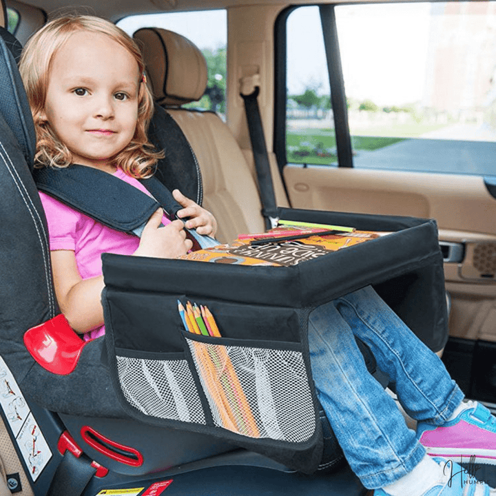 Kinder Reise-Tablett für Snacks & Spiele, ideal für Auto & Kinderwagen unterwegs.