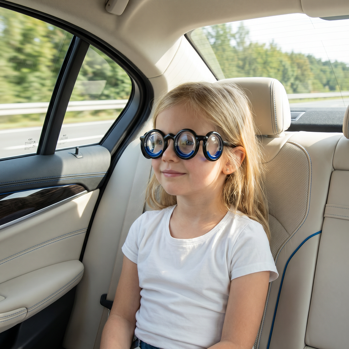 Ergonomische Kinderbrille gegen Übelkeit auf Reisen, ultraleicht für maximalen Komfort; für lange Autofahrten.