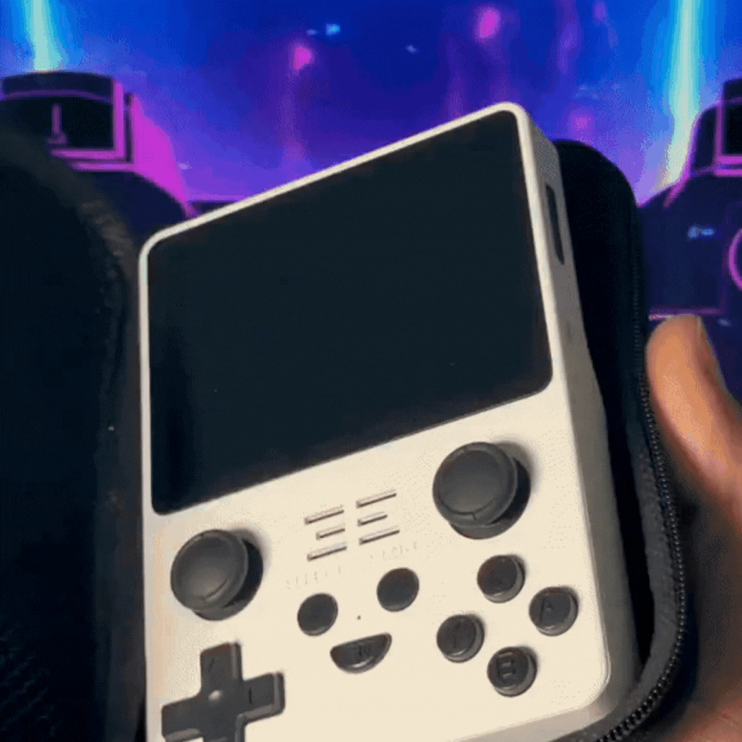 Kompakte Retro Handheld Spielekonsole, ideal für Kinder und Reisen.