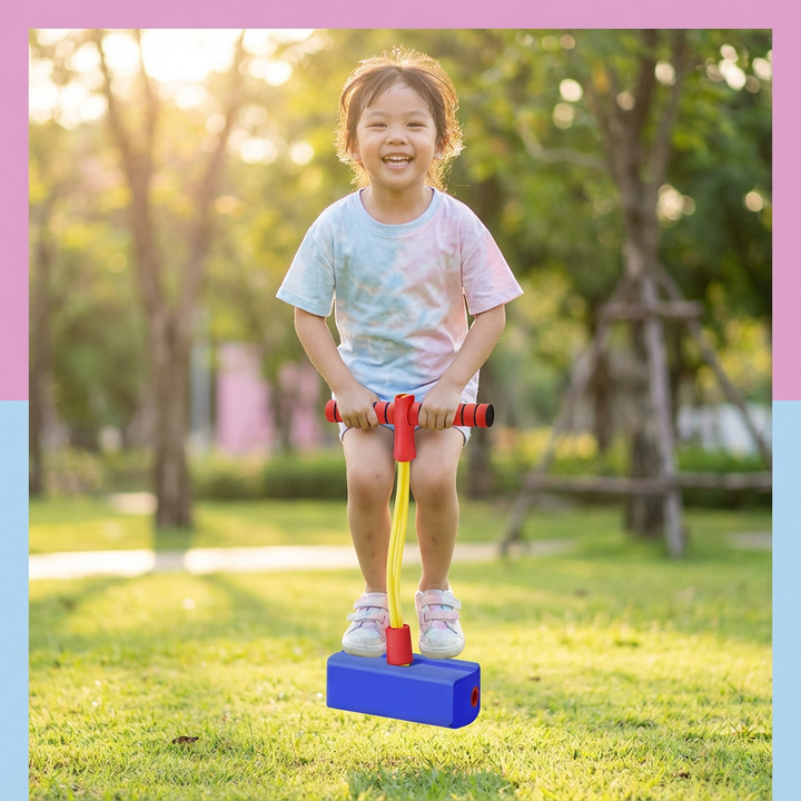 Pogo-Hüpfer als Lernspielzeug für Kinder, verbessert Gleichgewicht & Motorik durch spielerische Bewegung.