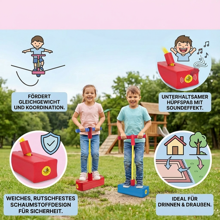 Kinder Pogo-Hüpfer, fördert Koordination, Balance und Bewegung. Perfektes Hüpfspiel für drinnen & draußen.