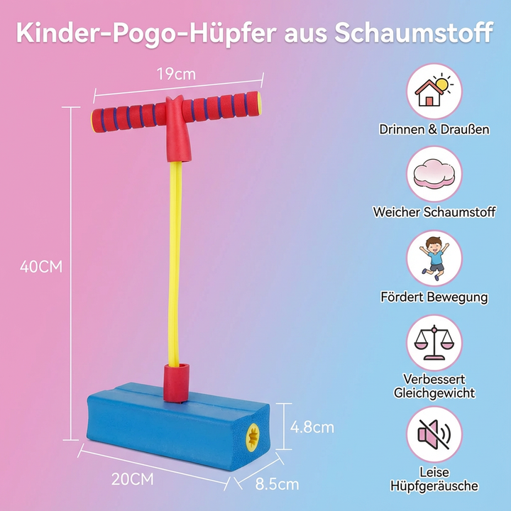 Robuster Pogo-Hüpfer aus Schaumstoff für Kinder, perfekt für Hüpfspiele draußen im Garten oder Park.