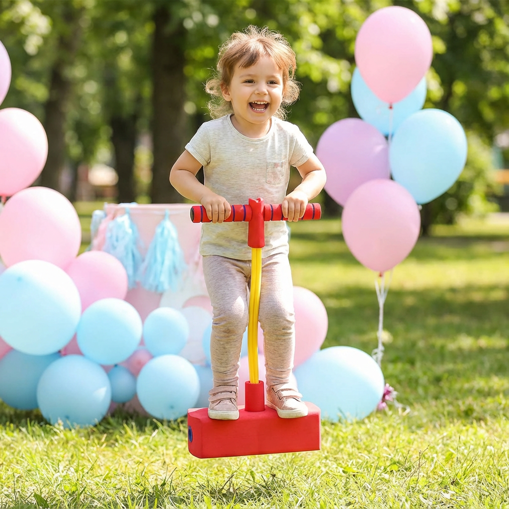 Ergonomischer Griff des Kinder Schaumstoff Pogo-Hüpfers, sicherer Halt für Koordination & Balance.