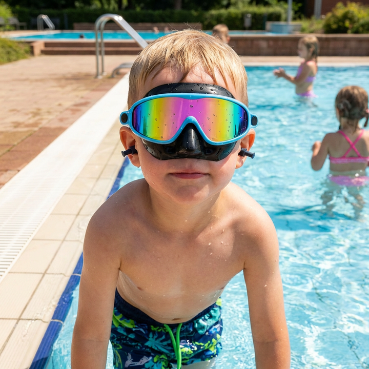 Kinder Schwimmbrille unterstützt beim Schwimmenlernen, bietet klare Sicht & Komfort unter Wasser.