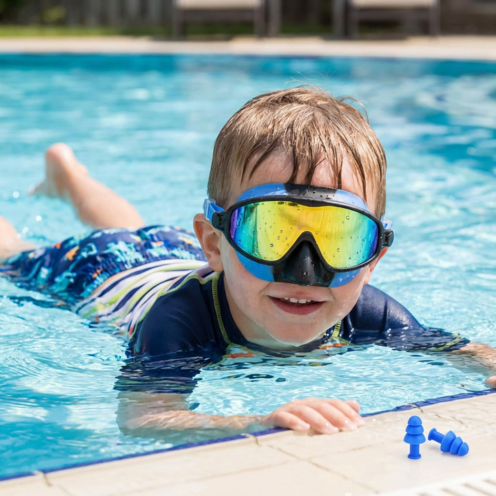 Sichere Kinder Schwimmbrille schützt Kinderaugen zuverlässig vor Chlor und Salzwasser.