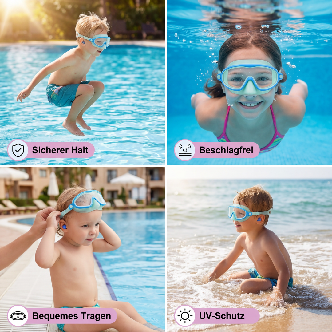 Komfortable, verstellbare Kinder Schwimmbrille aus Silikon, perfekt für lange Schwimmsessions.
